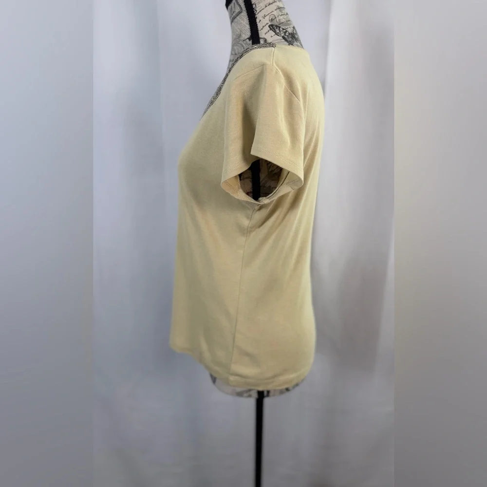 Nine West Cream Top W/ Brown Embroidered Neckline  Detailing Size M